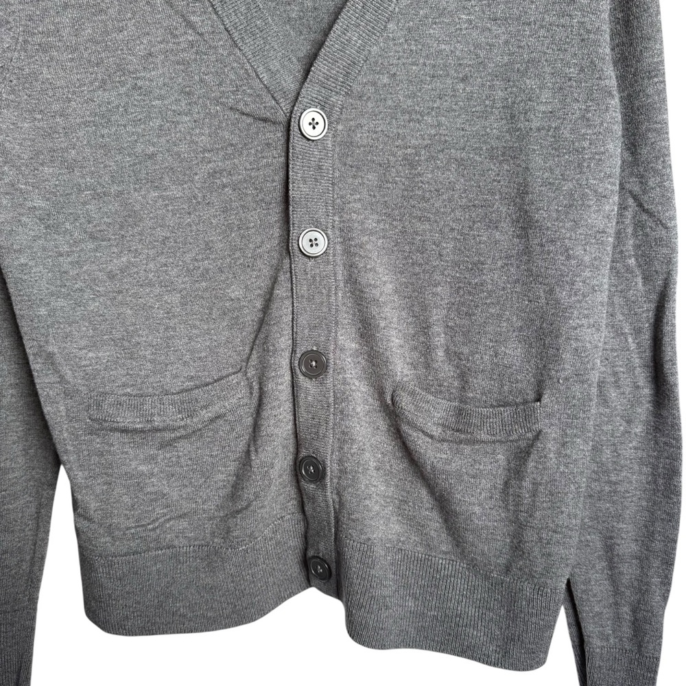 Merona Wool Blend V-Neck Knit Button Up Cardigan Men Medium Grey Grandpa Sweater - Picture 2 of 7